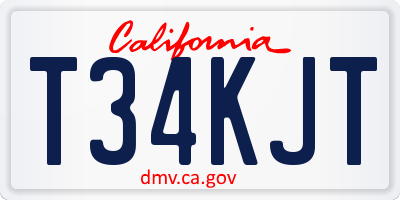 CA license plate T34KJT