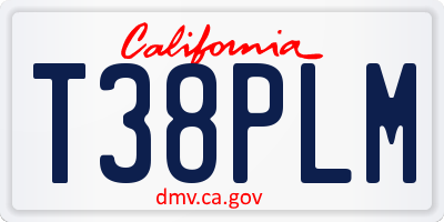 CA license plate T38PLM