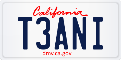 CA license plate T3ANI