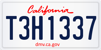 CA license plate T3H1337