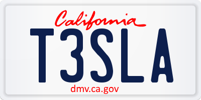 CA license plate T3SLA