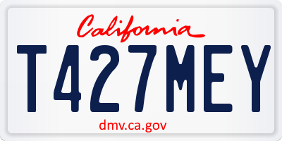 CA license plate T427MEY