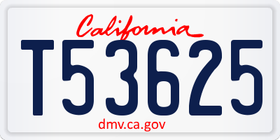 CA license plate T53625