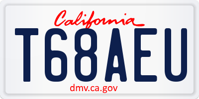 CA license plate T68AEU