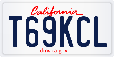 CA license plate T69KCL