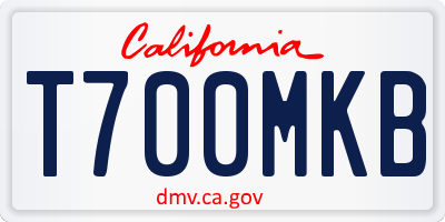 CA license plate T700MKB