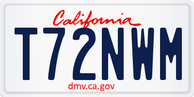 CA license plate T72NWM