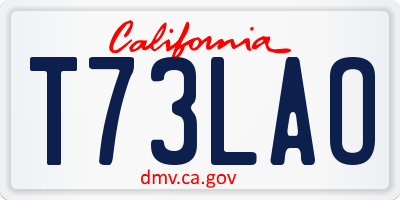 CA license plate T73LAO