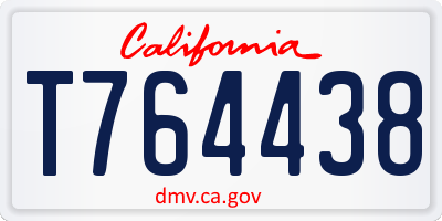 CA license plate T764438