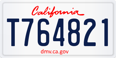 CA license plate T764821