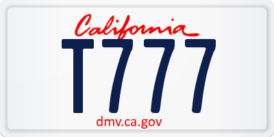 CA license plate T777