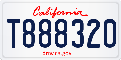 CA license plate T888320