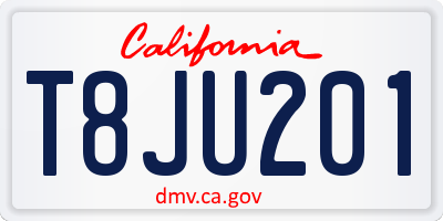 CA license plate T8JU201