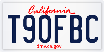 CA license plate T90FBC