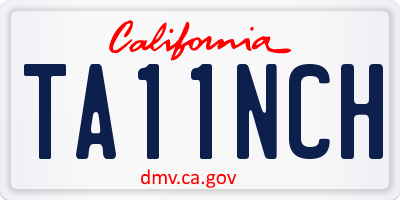 CA license plate TA11NCH