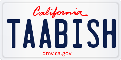 CA license plate TAABISH