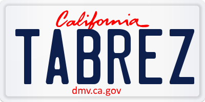 CA license plate TABREZ