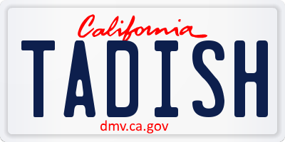 CA license plate TADISH