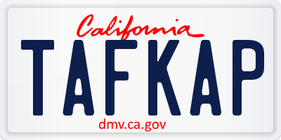 CA license plate TAFKAP