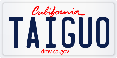 CA license plate TAIGUO