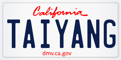 CA license plate TAIYANG