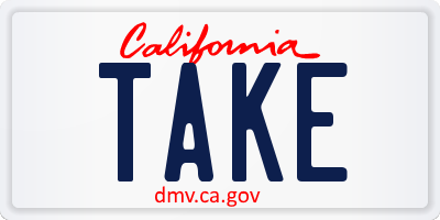 CA license plate TAKE