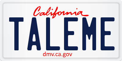 CA license plate TALEME