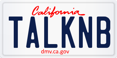 CA license plate TALKNB