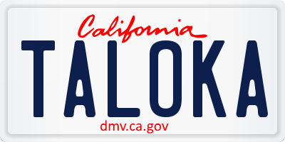 CA license plate TALOKA