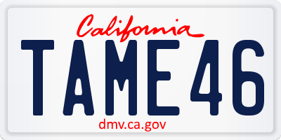 CA license plate TAME46