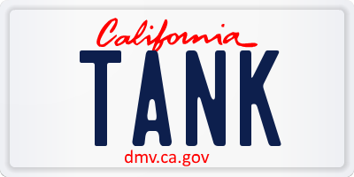 CA license plate TANK