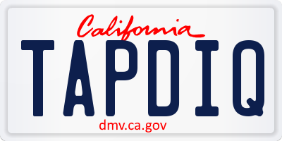 CA license plate TAPDIQ