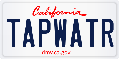 CA license plate TAPWATR