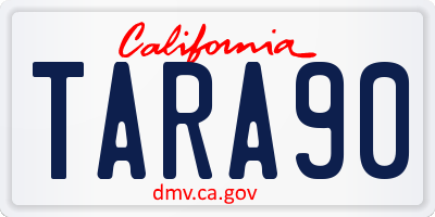 CA license plate TARA90