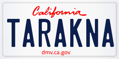 CA license plate TARAKNA