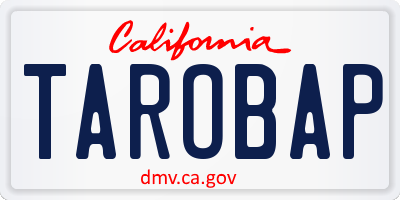 CA license plate TAROBAP