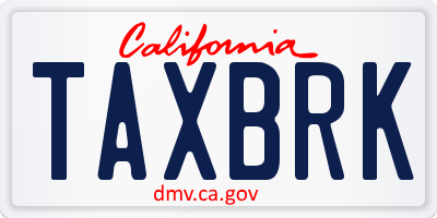 CA license plate TAXBRK