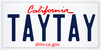 CA license plate TAYTAY