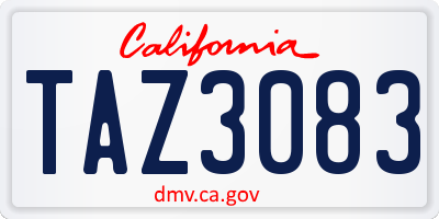 CA license plate TAZ3083