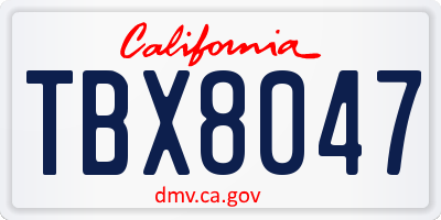 CA license plate TBX8047