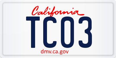 CA license plate TC03