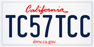 CA license plate TC57TCC