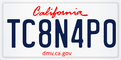 CA license plate TC8N4P0