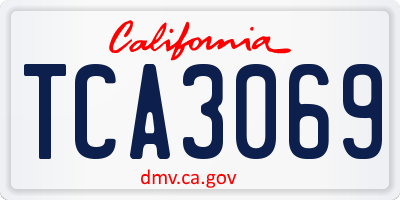 CA license plate TCA3069