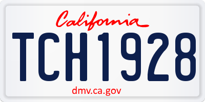 CA license plate TCH1928