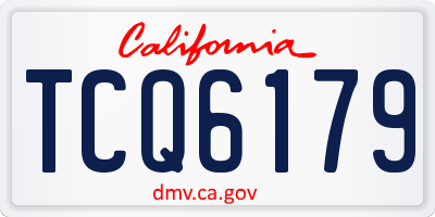 CA license plate TCQ6179