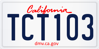 CA license plate TCT103