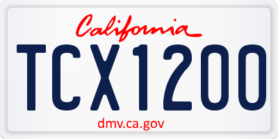 CA license plate TCX1200