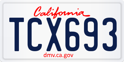 CA license plate TCX693