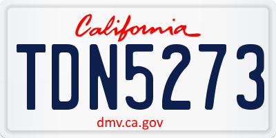 CA license plate TDN5273